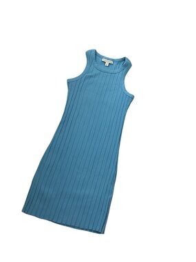 Ribbed Tank Midi Dress in Teal Blue